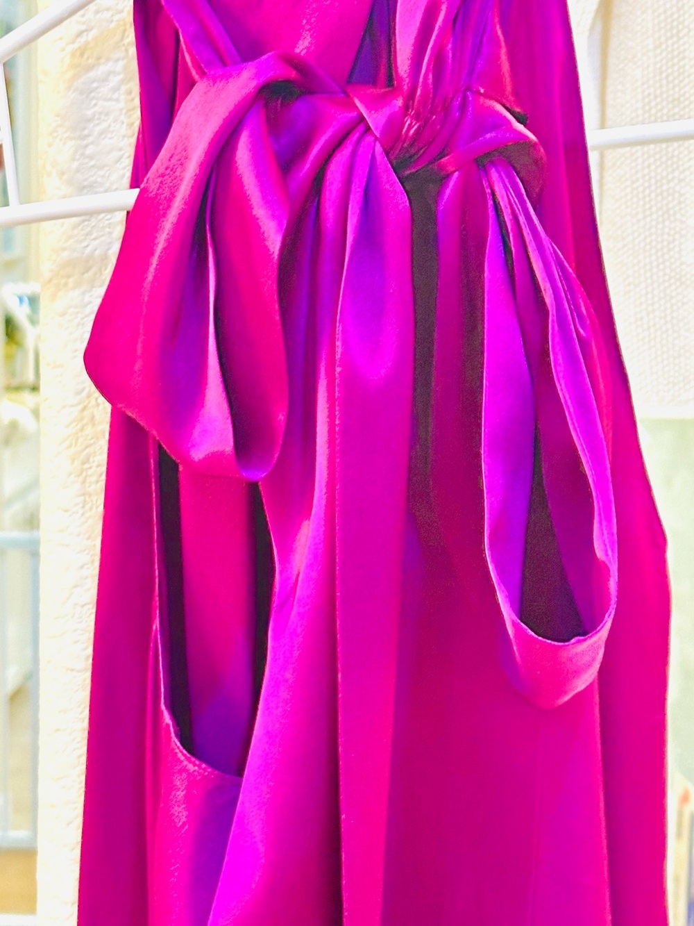 Women's Purple Stretch Silk gathered-neckline Blouse